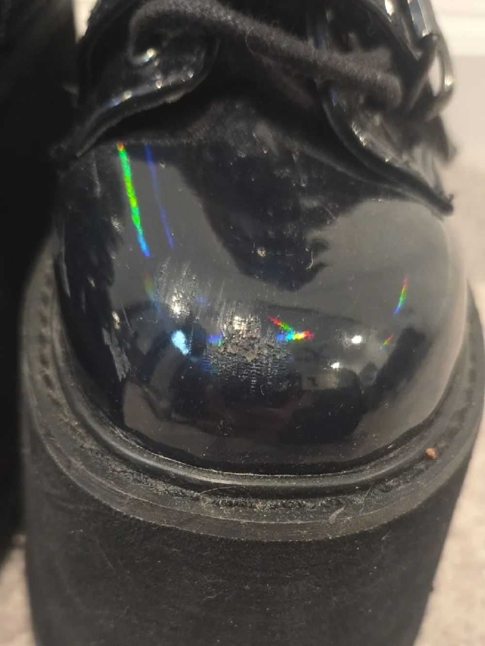 DEMONIA Black Mid-Calf Boots with‎ Hologram Detail Size 6